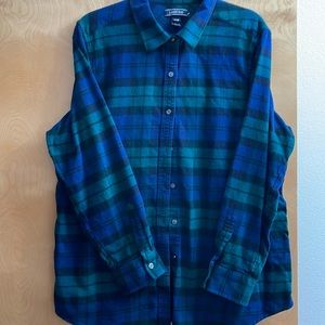 EUC Lands’ End Women 20W Cotton Flannel Shirt - Black Watch. Cute!!!